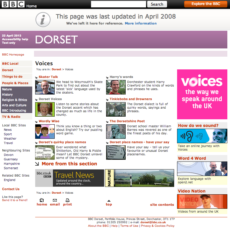 Screen Shot of BBC Dorset Voices project